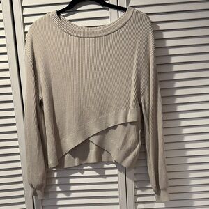 lululemon athletica Cream Knit Crossover Hem Sweater
